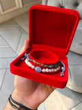 Duo Bleu ciel en joher hor 18 carats